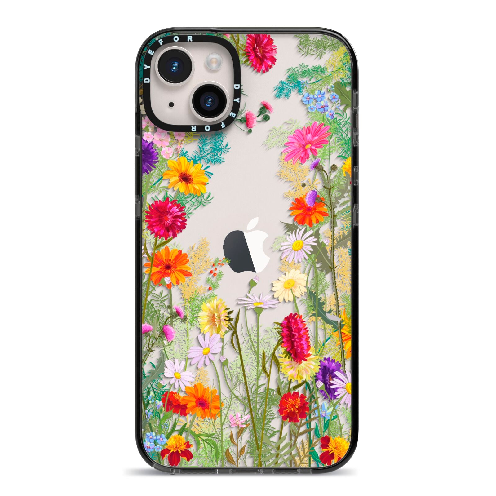 Wildflower iPhone 14 Plus Black Impact Case on Silver phone