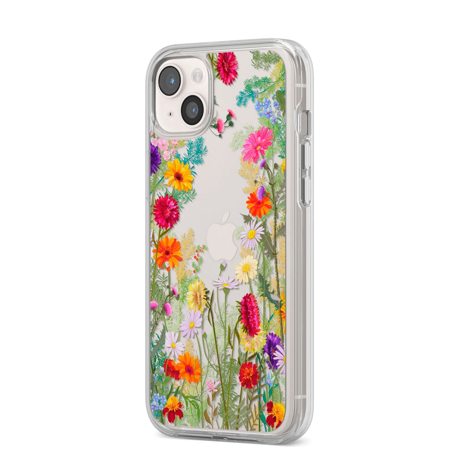 Wildflower iPhone 14 Plus Clear Tough Case Starlight Angled Image