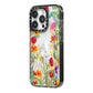 Wildflower iPhone 14 Pro Black Impact Case Side Angle on Silver phone
