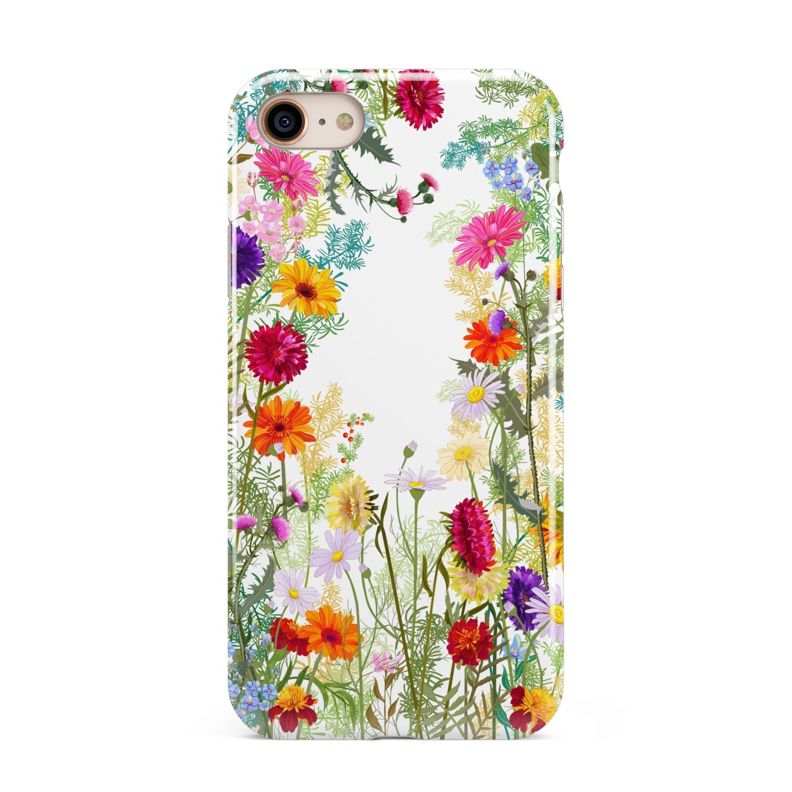 Wildflower iPhone 8 3D Tough Case on Gold Phone
