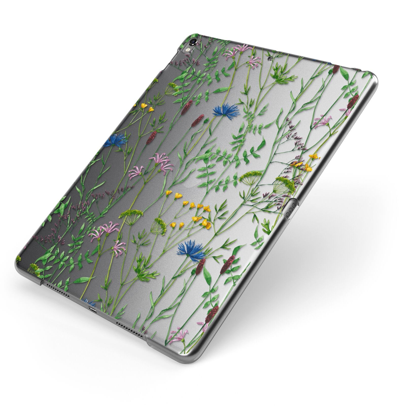 Wildflowers Apple iPad Case on Grey iPad Side View