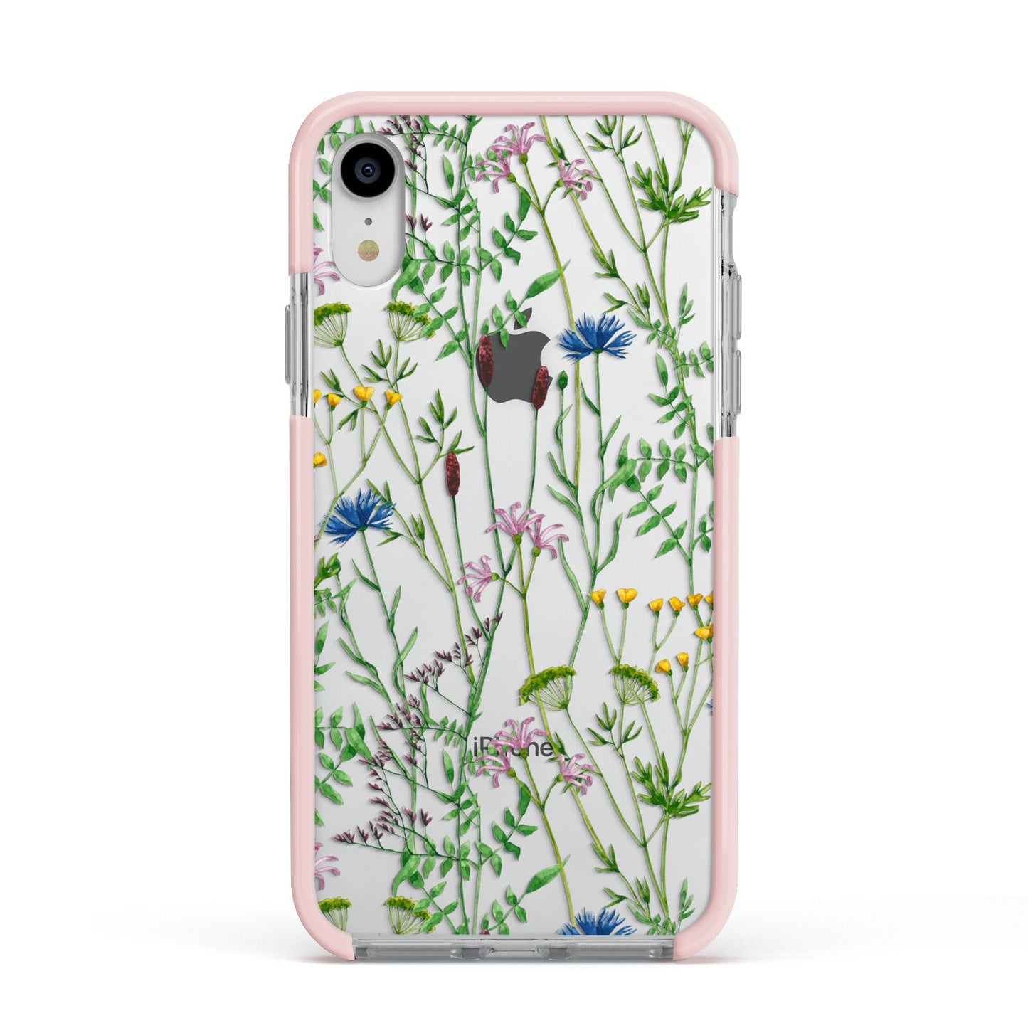 Wildflowers Apple iPhone XR Impact Case Pink Edge on Silver Phone