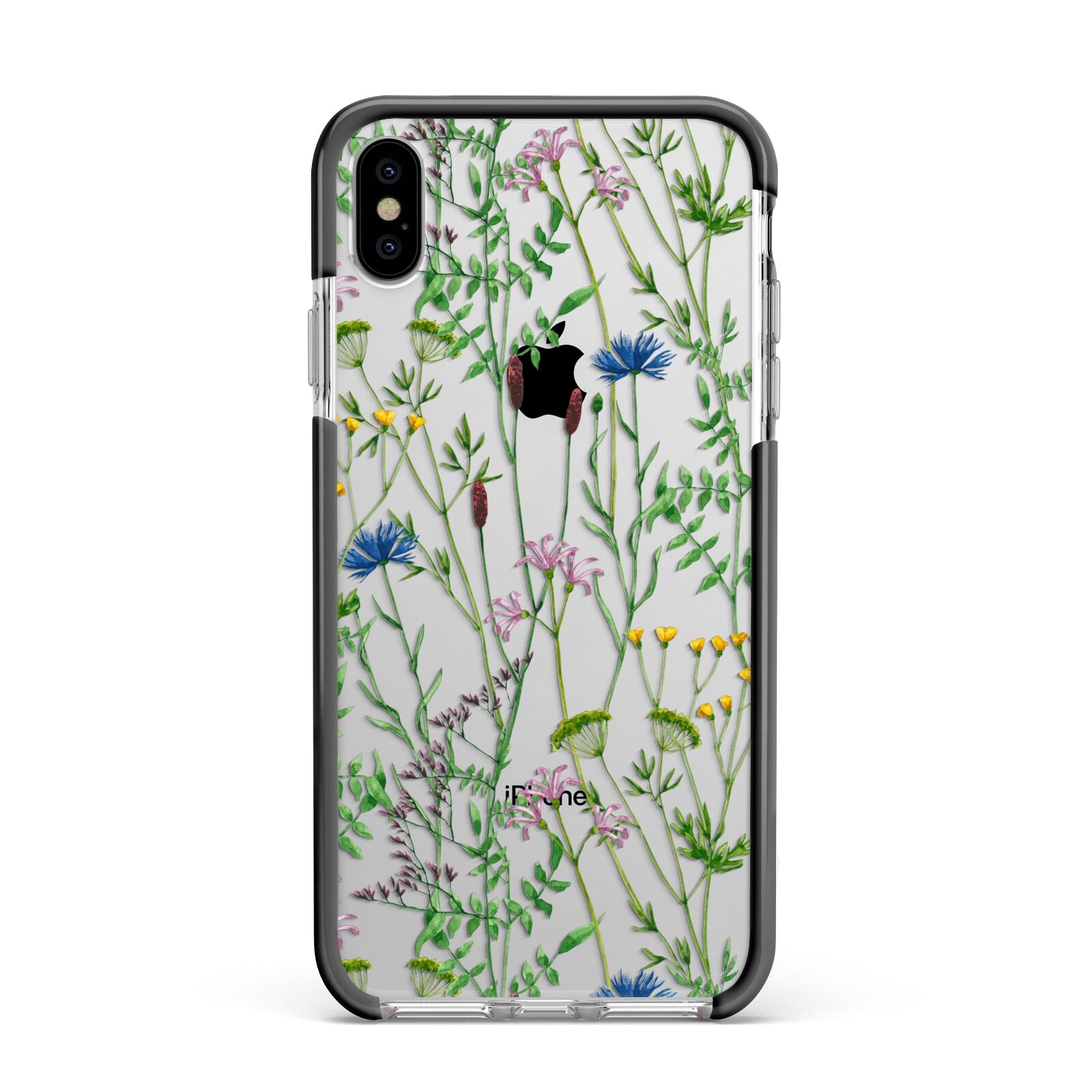 Wildflowers Apple iPhone Xs Max Impact Case Black Edge on Silver Phone