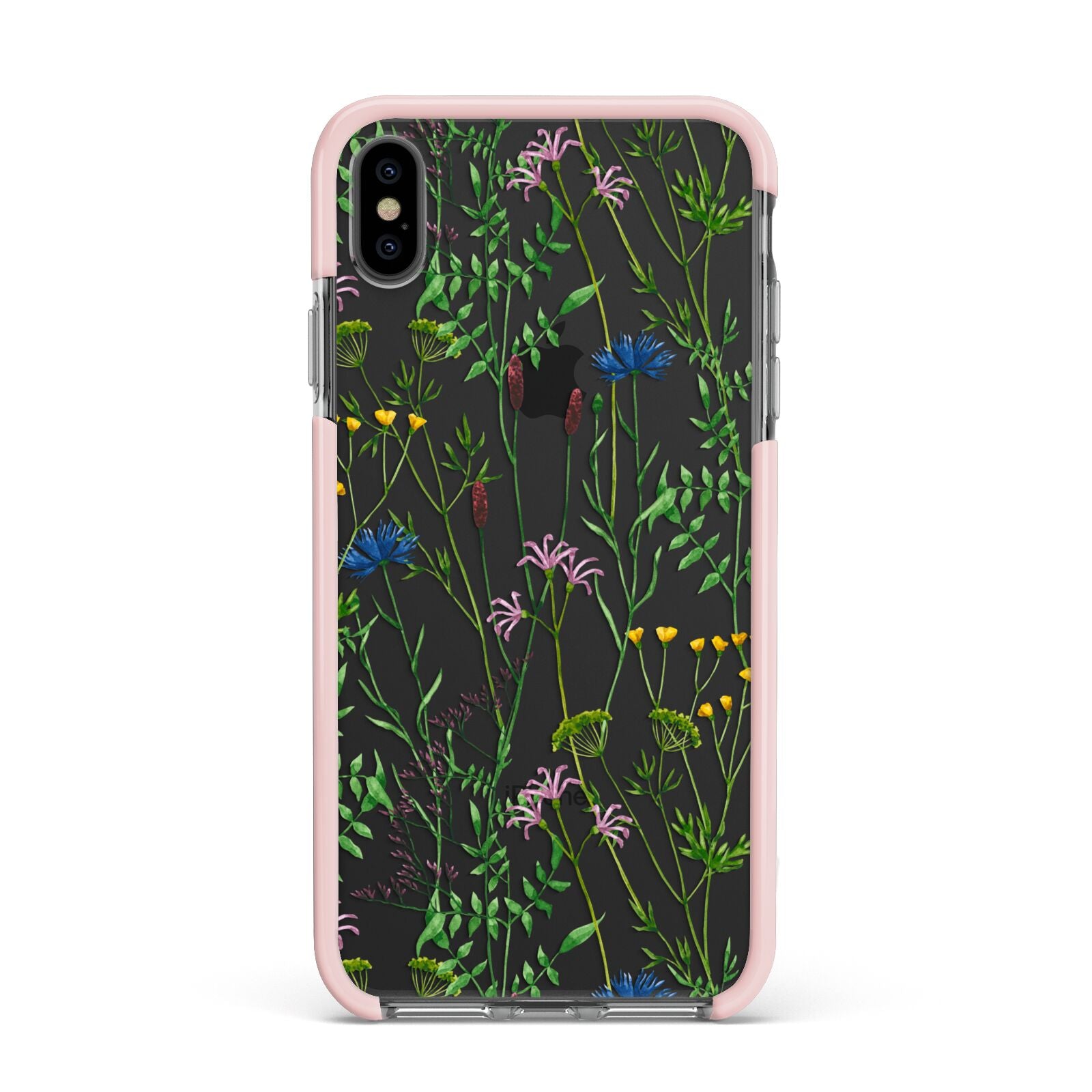 Wildflowers Apple iPhone Xs Max Impact Case Pink Edge on Black Phone