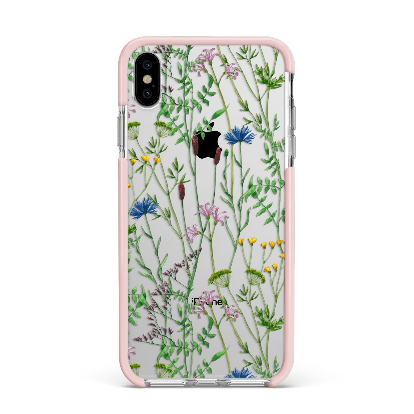 Wildflowers Apple iPhone Xs Max Impact Case Pink Edge on Silver Phone