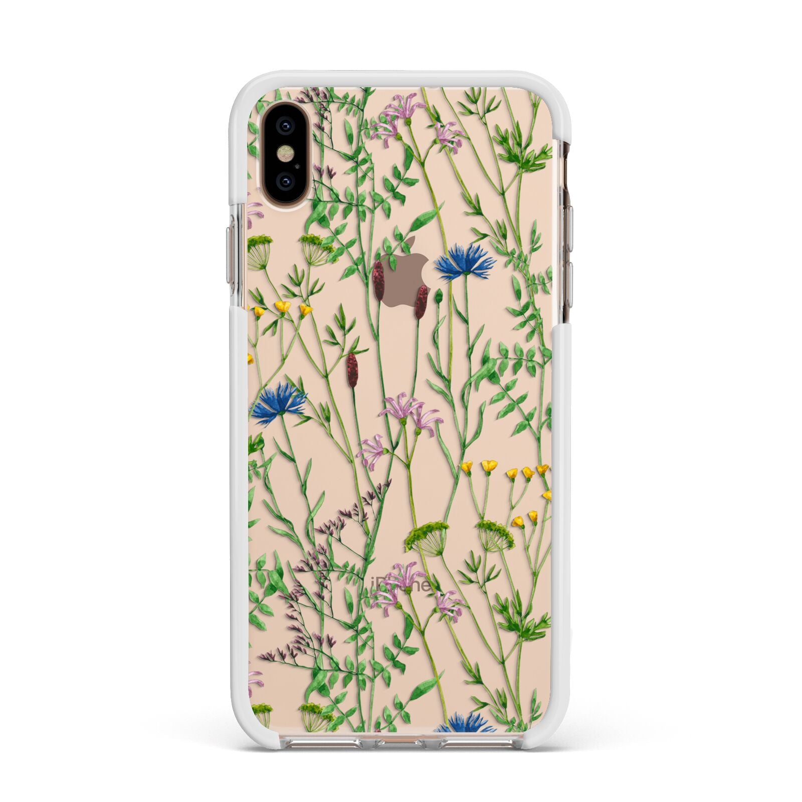 Wildflowers Apple iPhone Xs Max Impact Case White Edge on Gold Phone