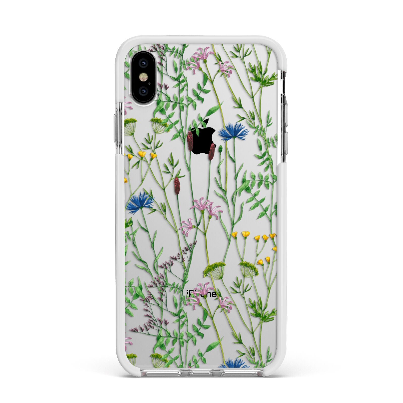 Wildflowers Apple iPhone Xs Max Impact Case White Edge on Silver Phone