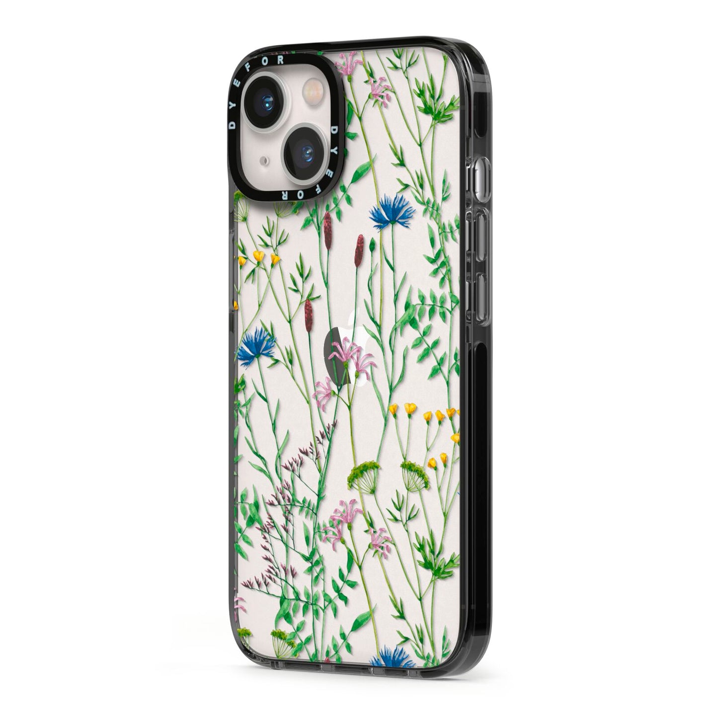 Wildflowers iPhone 13 Black Impact Case Side Angle on Silver phone