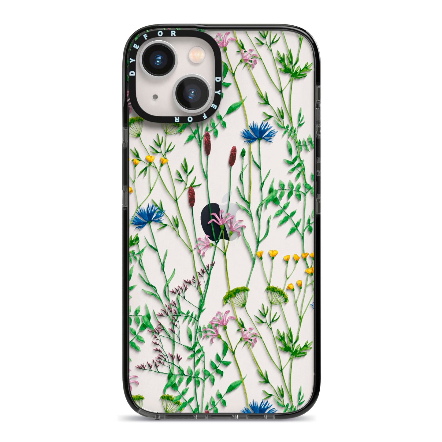 Wildflowers iPhone 13 Black Impact Case on Silver phone