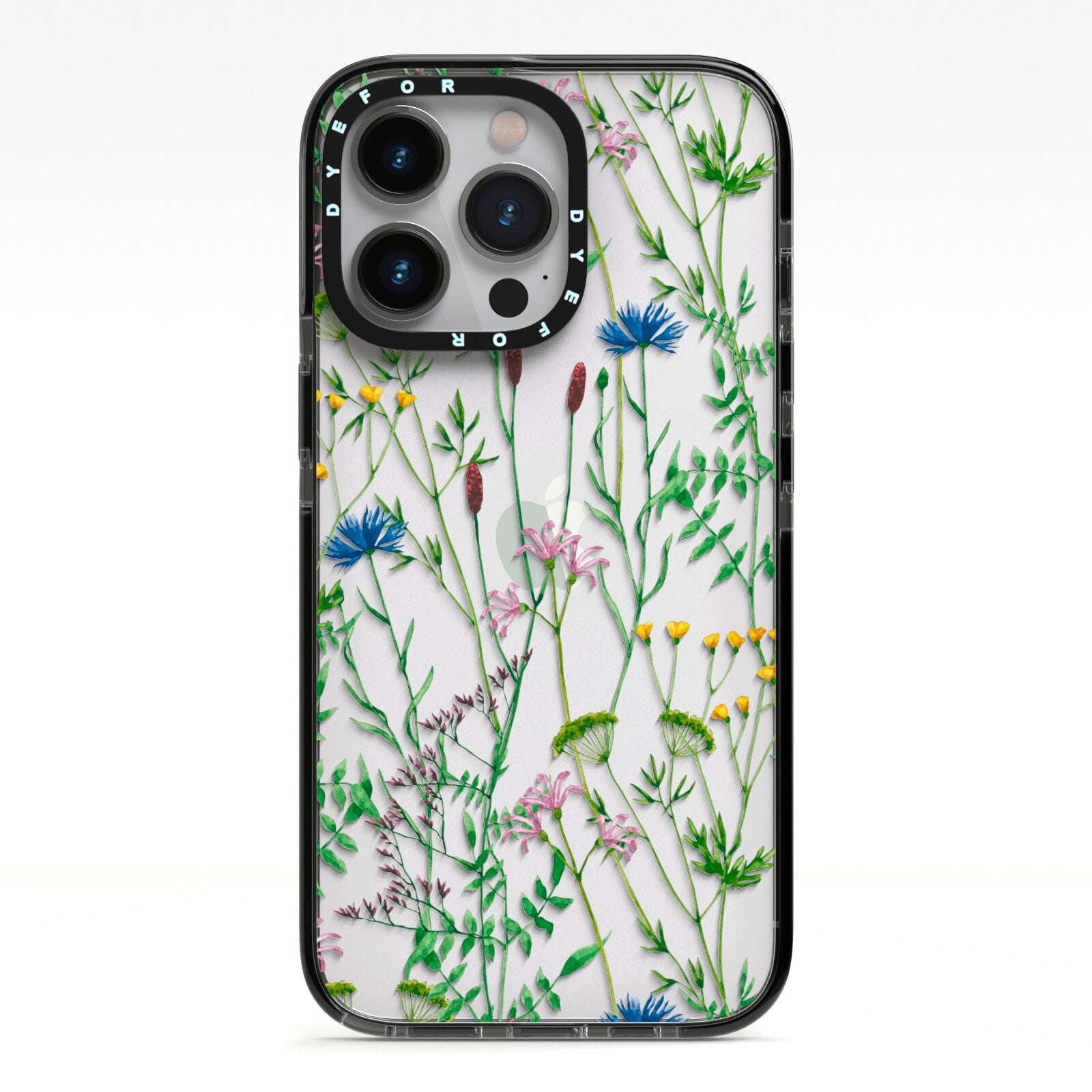 Wildflowers iPhone 13 Pro Black Impact Case on Silver phone
