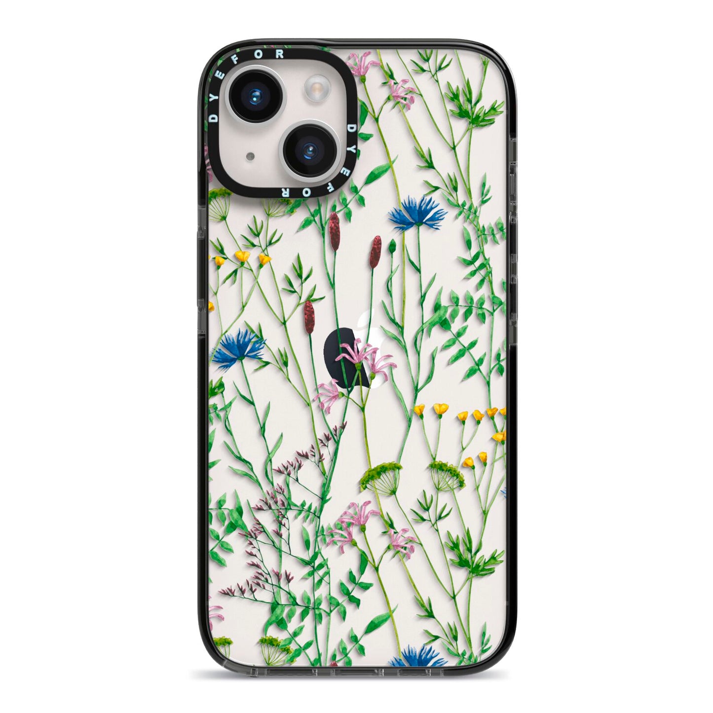 Wildflowers iPhone 14 Black Impact Case on Silver phone