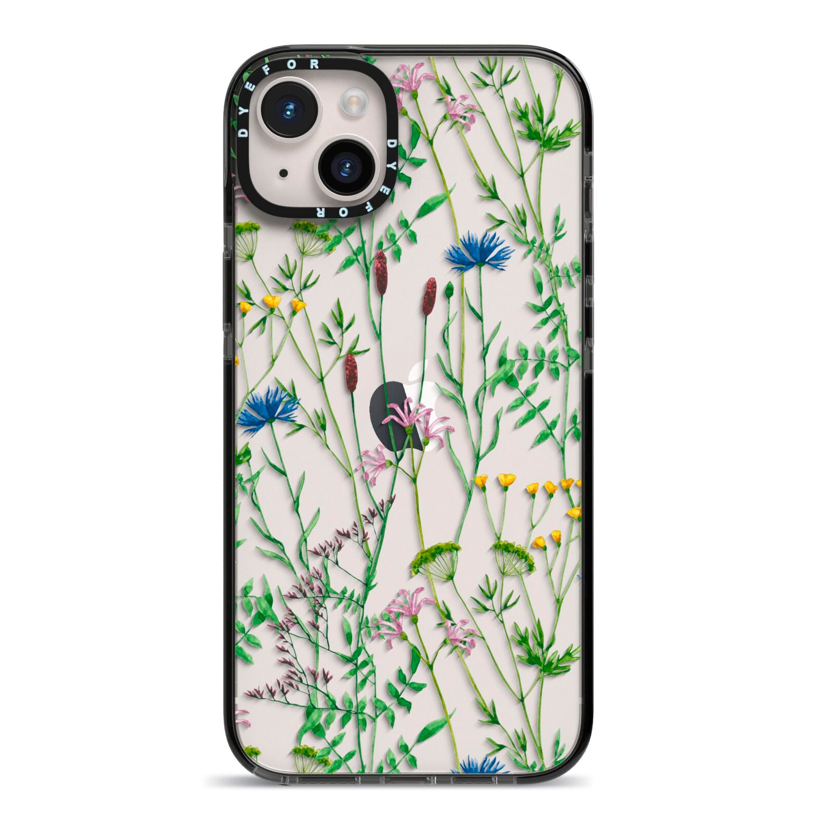 Wildflowers iPhone 14 Plus Black Impact Case on Silver phone