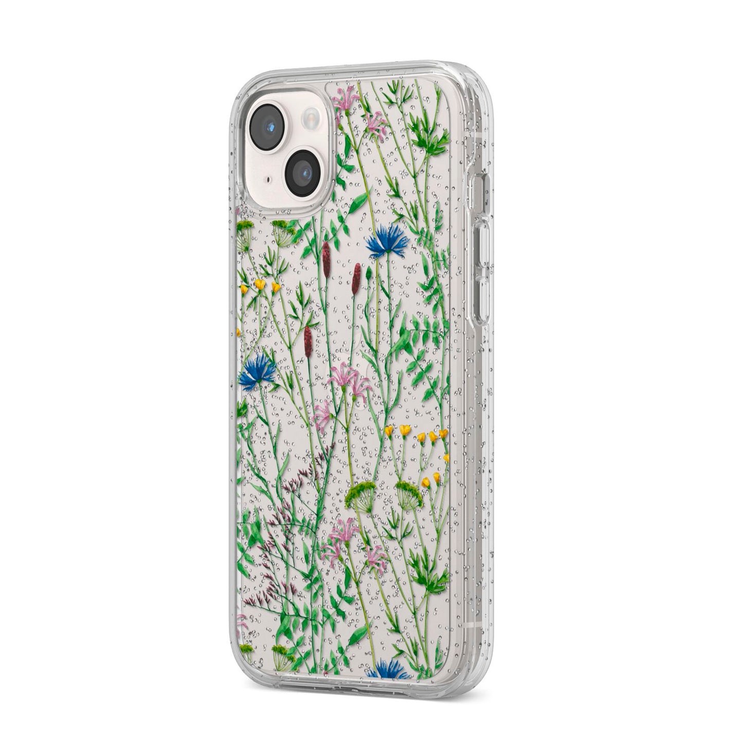 Wildflowers iPhone 14 Plus Glitter Tough Case Starlight Angled Image