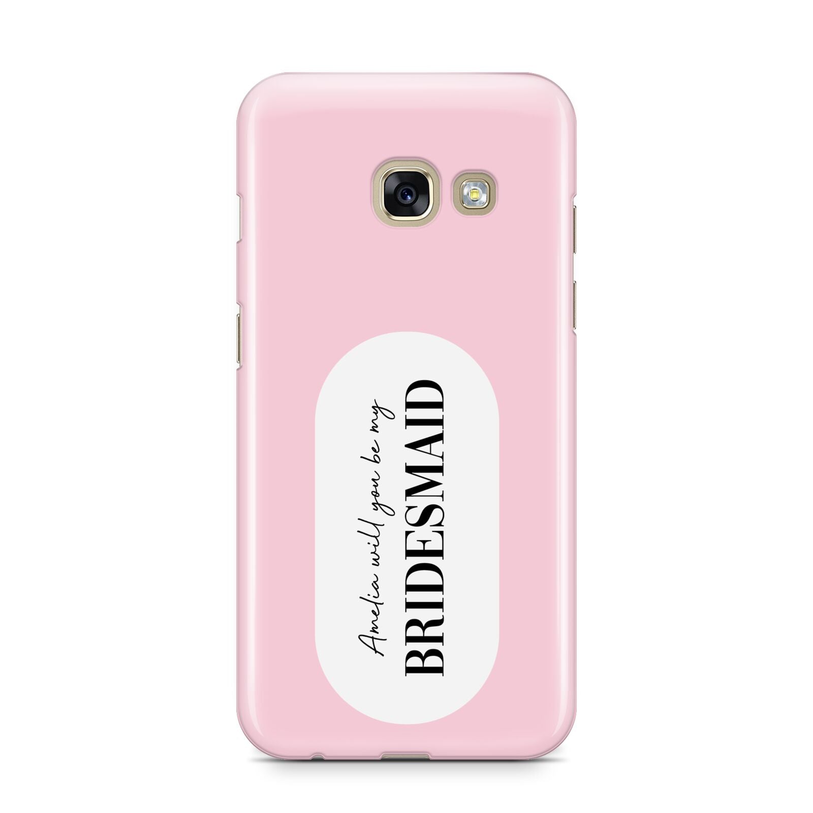 Will You Be My Bridesmaid Samsung Galaxy A3 2017 Case on gold phone