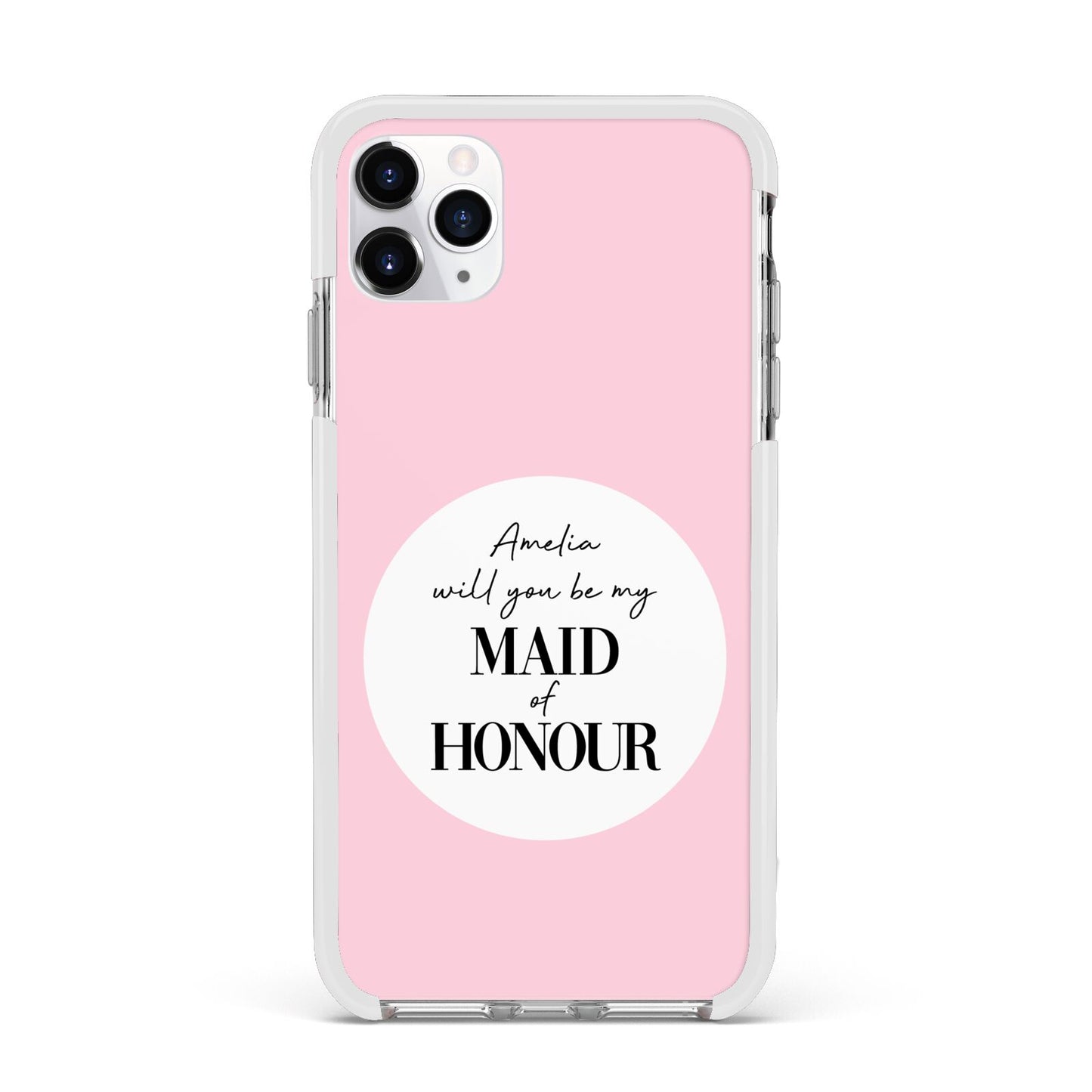 Will You Be My Maid Of Honour Apple iPhone 11 Pro Max in Silver with White Impact Case