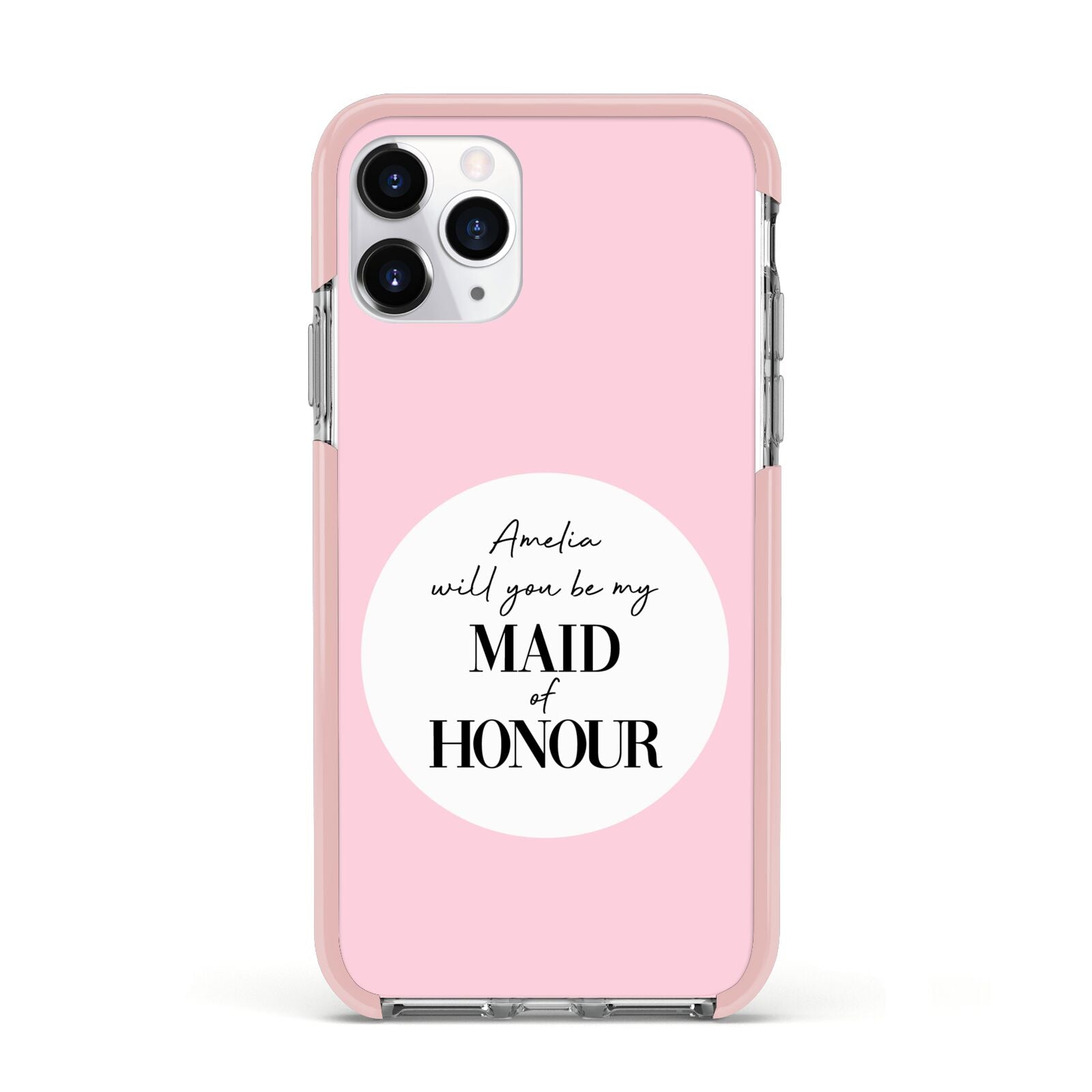 Will You Be My Maid Of Honour Apple iPhone 11 Pro in Silver with Pink Impact Case