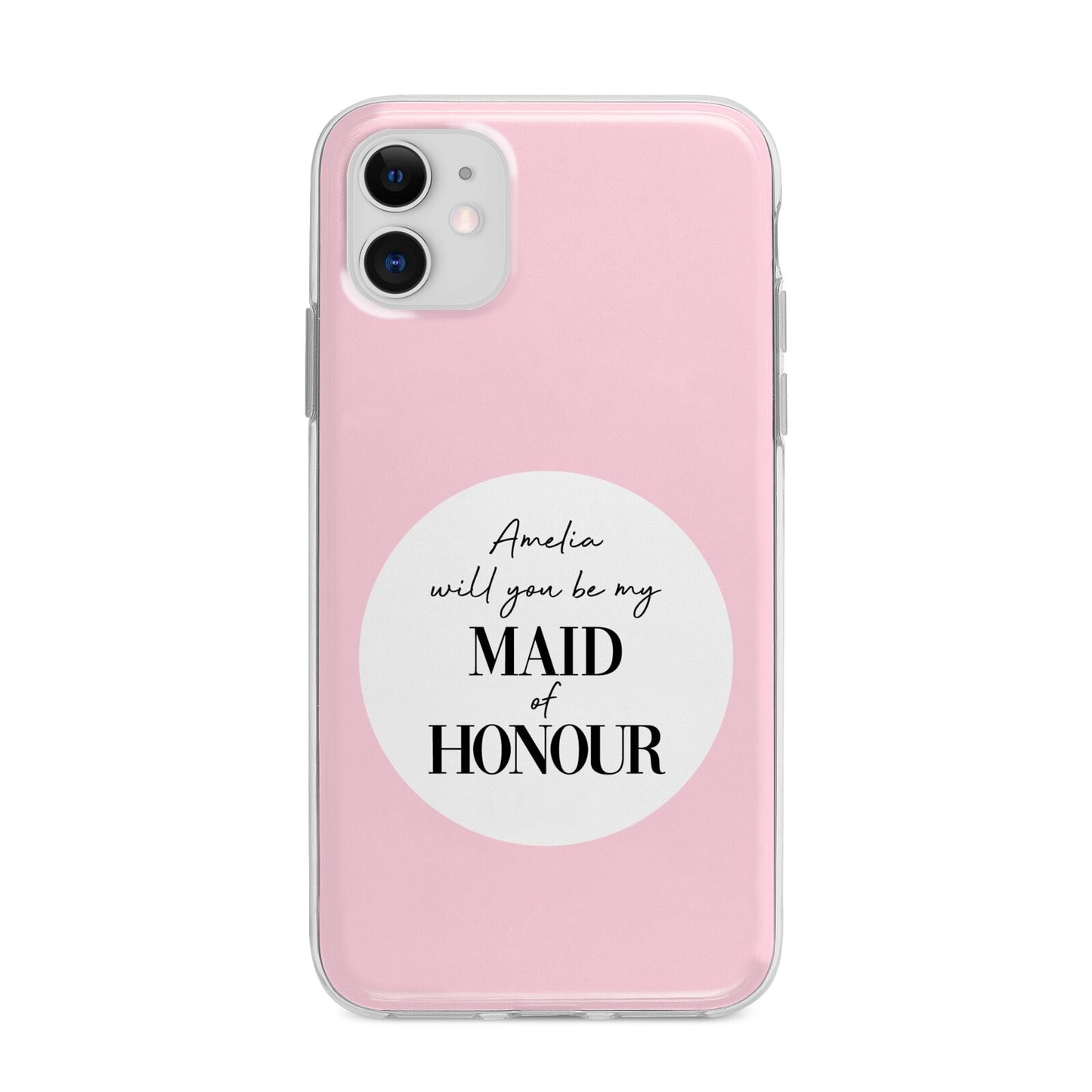 Will You Be My Maid Of Honour Apple iPhone 11 in White with Bumper Case