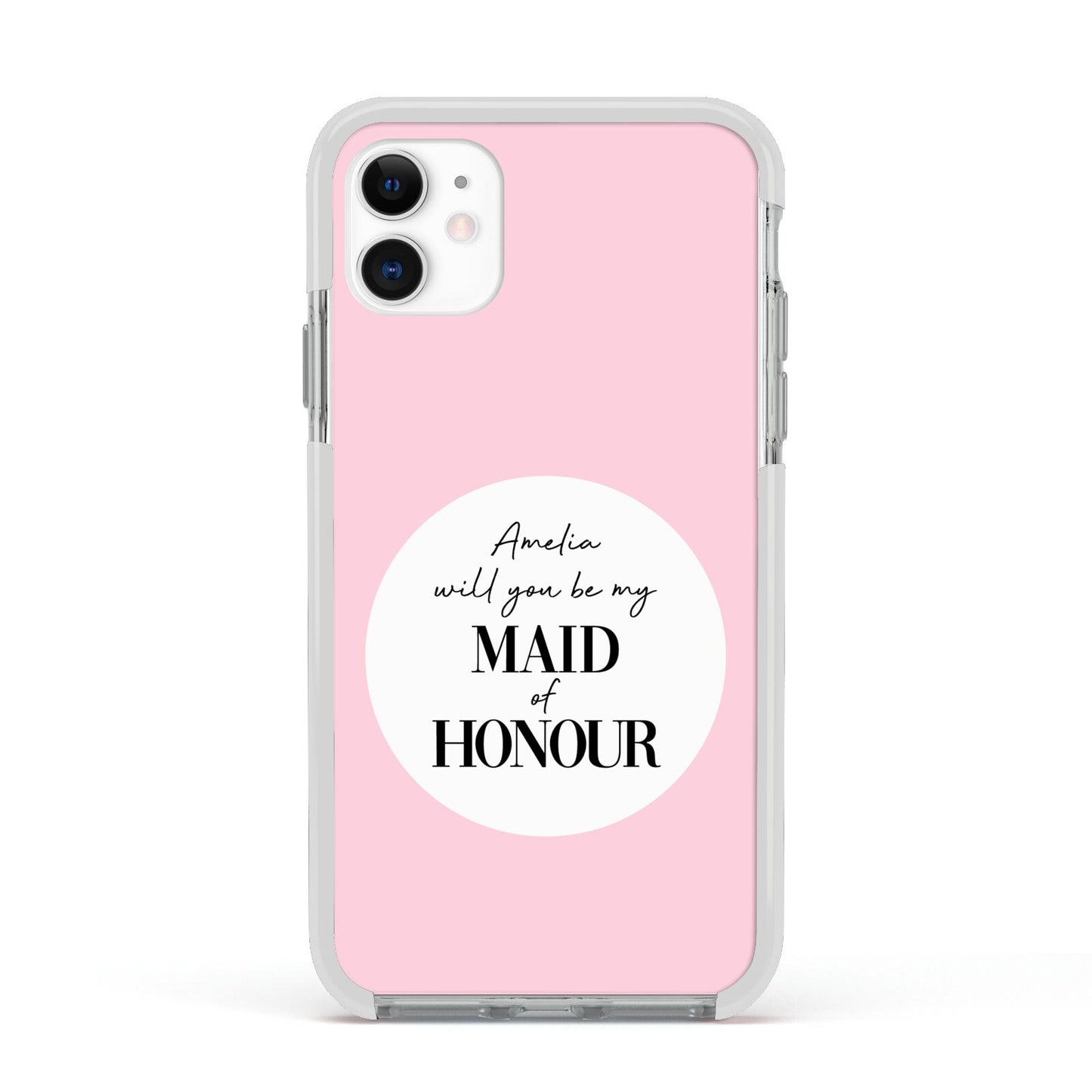 Will You Be My Maid Of Honour Apple iPhone 11 in White with White Impact Case