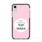 Will You Be My Maid Of Honour Apple iPhone XR Impact Case Black Edge on Silver Phone