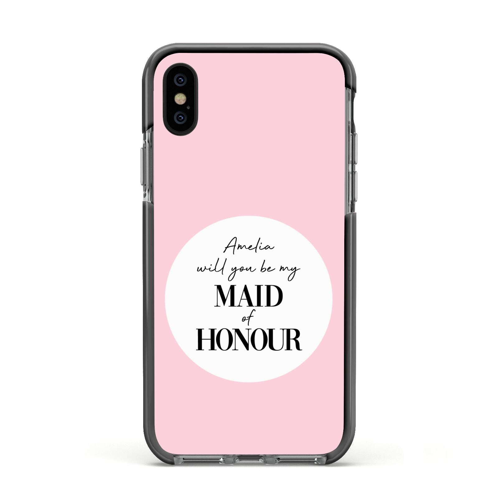 Will You Be My Maid Of Honour Apple iPhone Xs Impact Case Black Edge on Black Phone