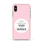 Will You Be My Maid Of Honour Apple iPhone Xs Impact Case Pink Edge on Gold Phone