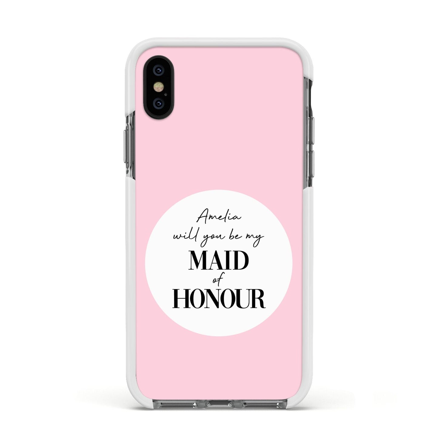 Will You Be My Maid Of Honour Apple iPhone Xs Impact Case White Edge on Black Phone