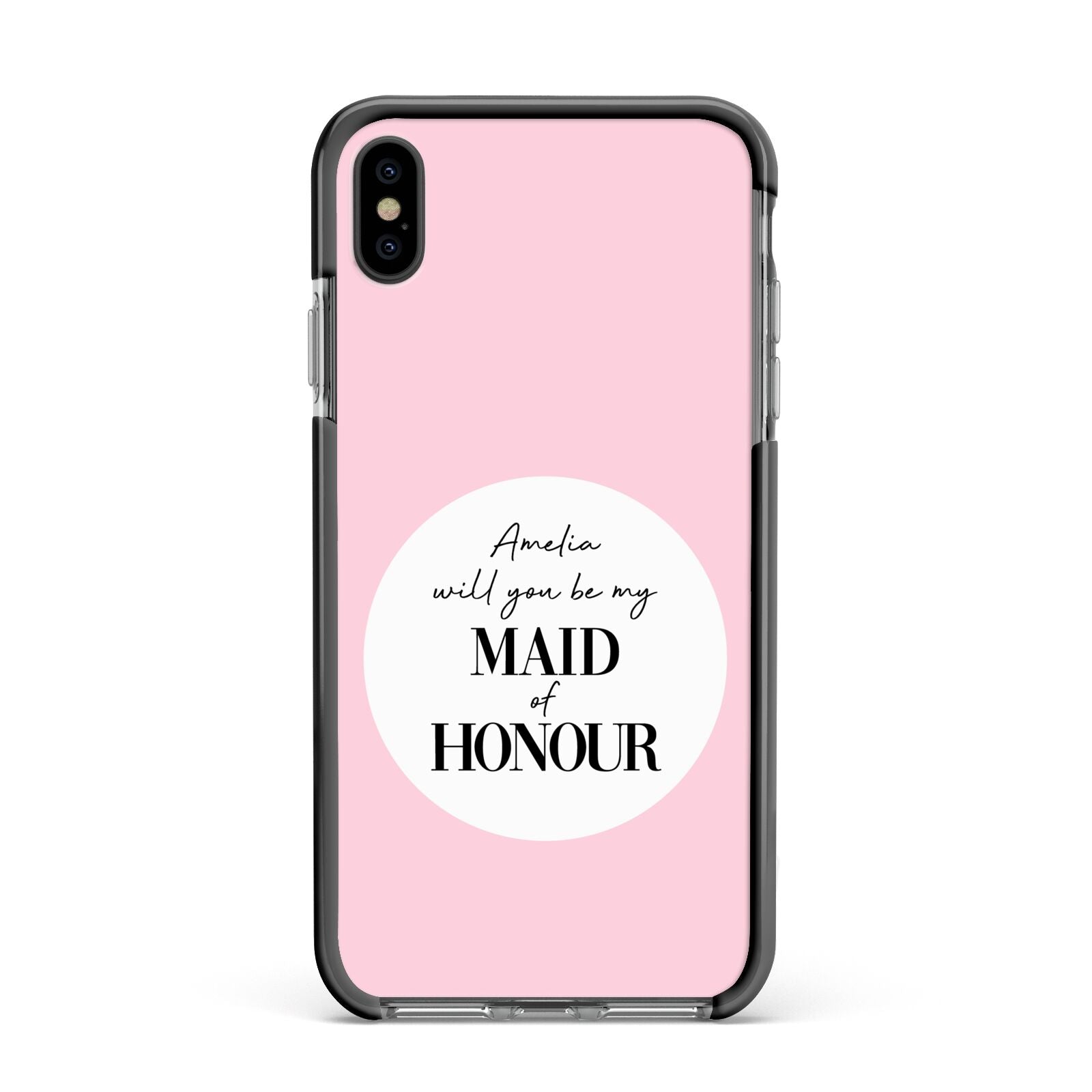 Will You Be My Maid Of Honour Apple iPhone Xs Max Impact Case Black Edge on Black Phone