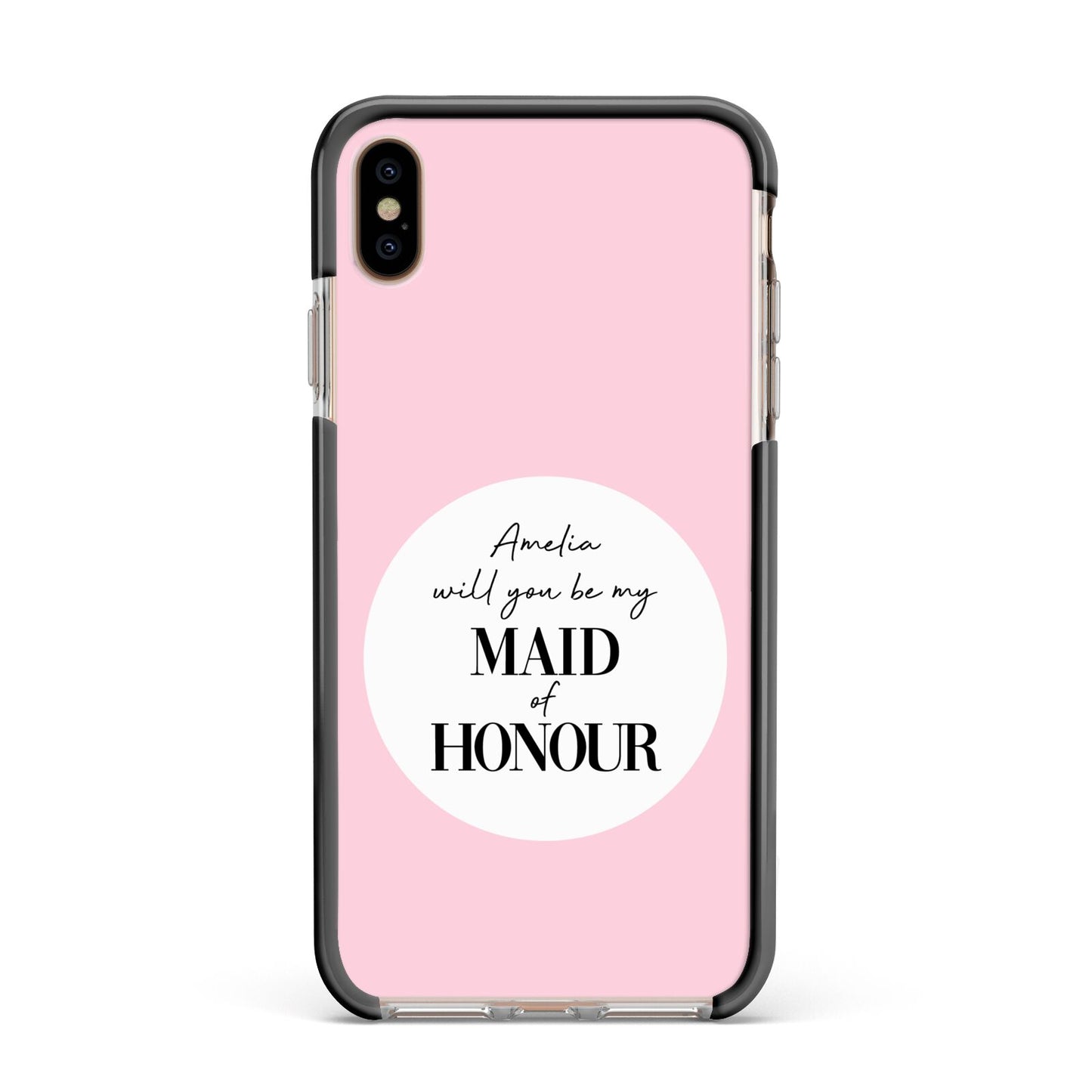 Will You Be My Maid Of Honour Apple iPhone Xs Max Impact Case Black Edge on Gold Phone