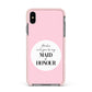 Will You Be My Maid Of Honour Apple iPhone Xs Max Impact Case Pink Edge on Black Phone