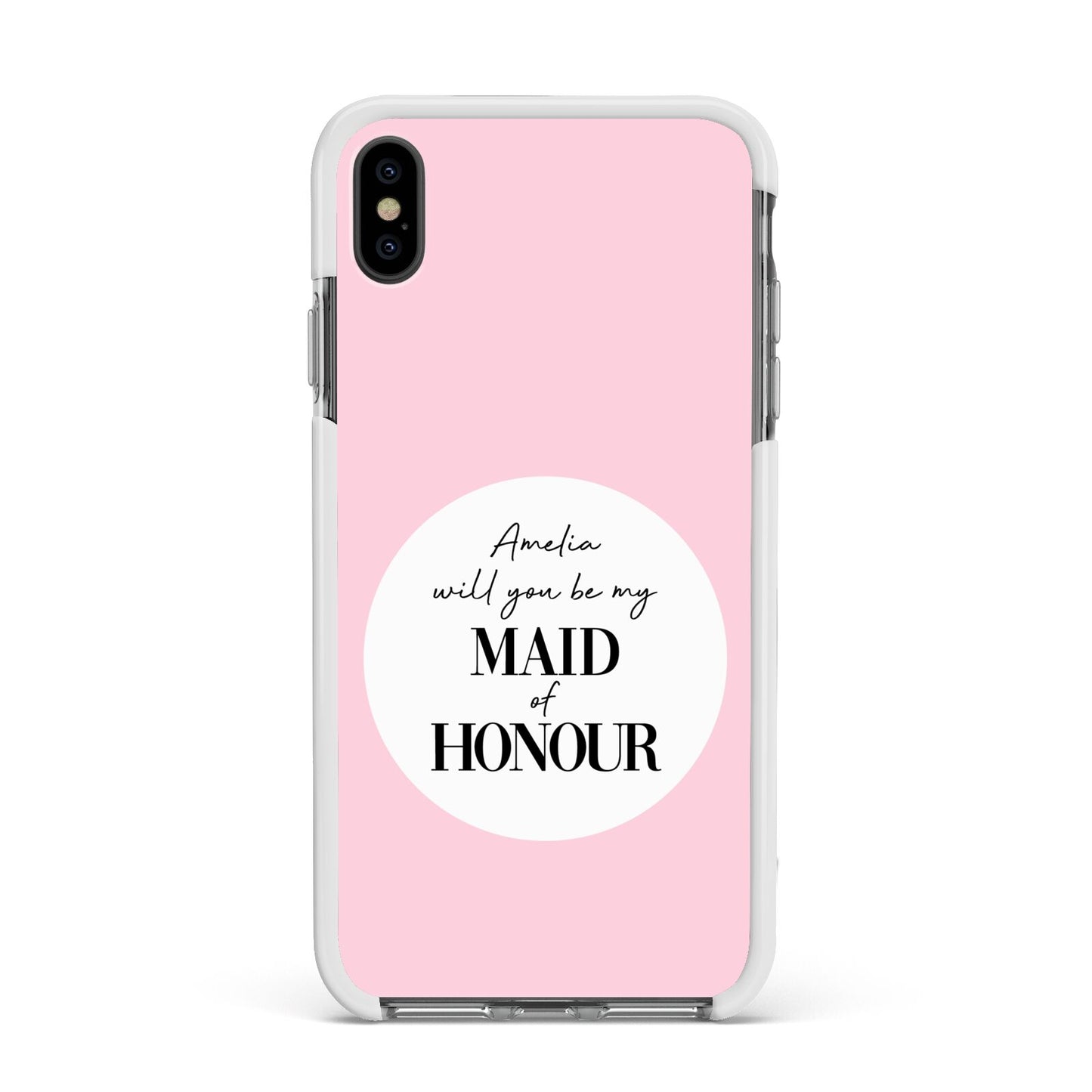 Will You Be My Maid Of Honour Apple iPhone Xs Max Impact Case White Edge on Black Phone
