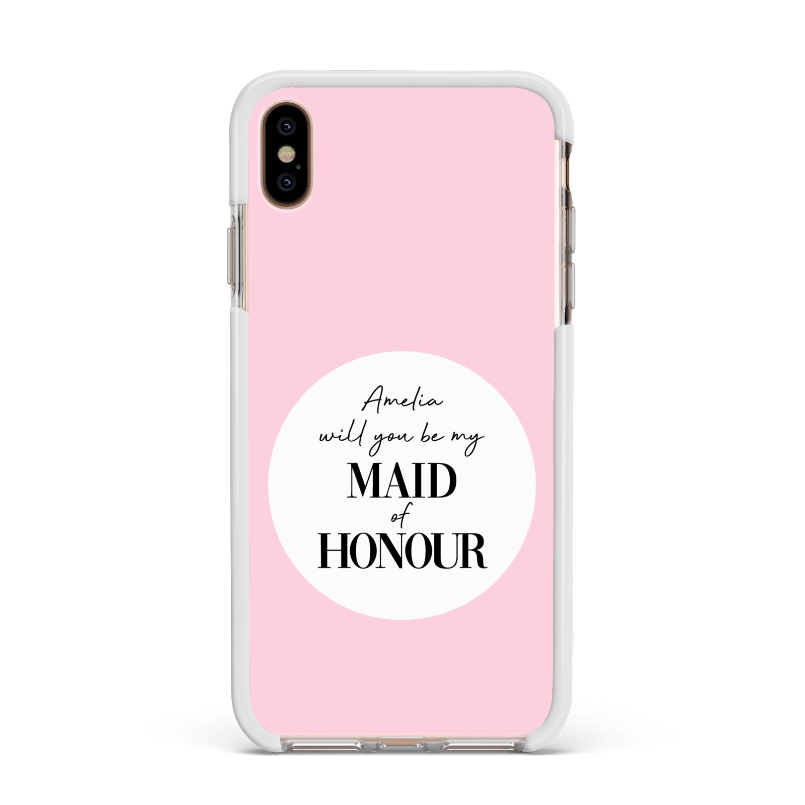 Will You Be My Maid Of Honour Apple iPhone Xs Max Impact Case White Edge on Gold Phone
