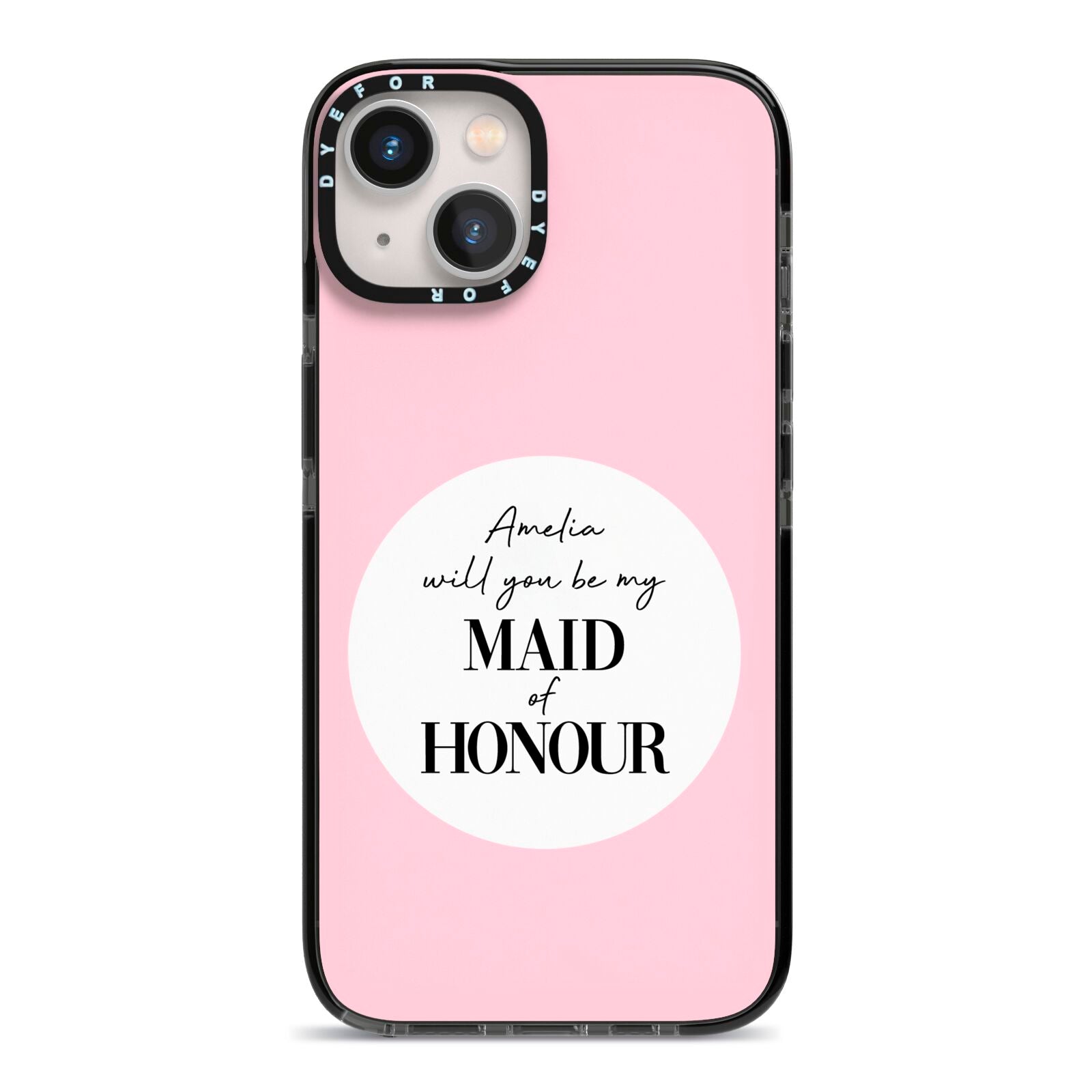 Will You Be My Maid Of Honour iPhone 13 Black Impact Case on Silver phone