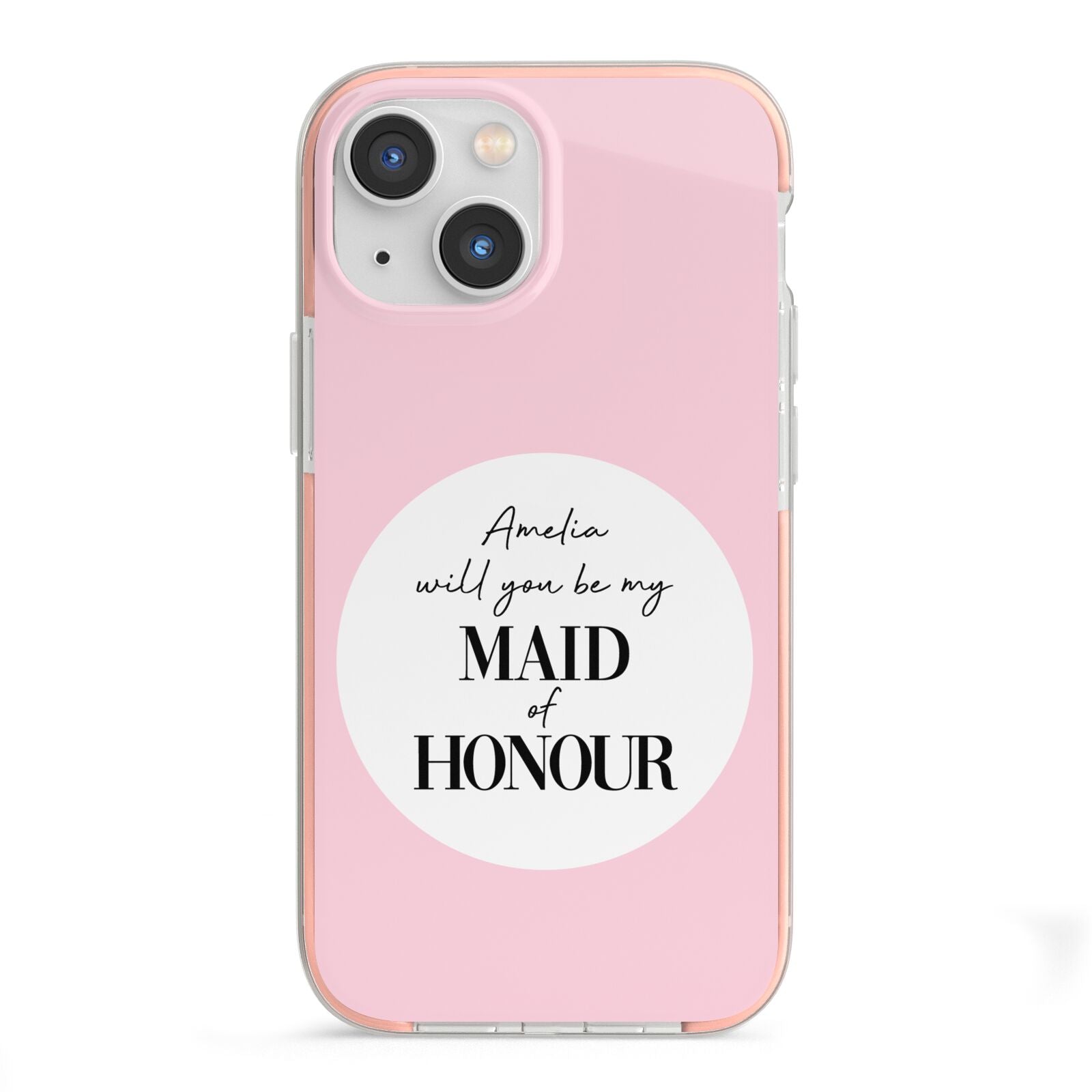 Will You Be My Maid Of Honour iPhone 13 Mini TPU Impact Case with Pink Edges