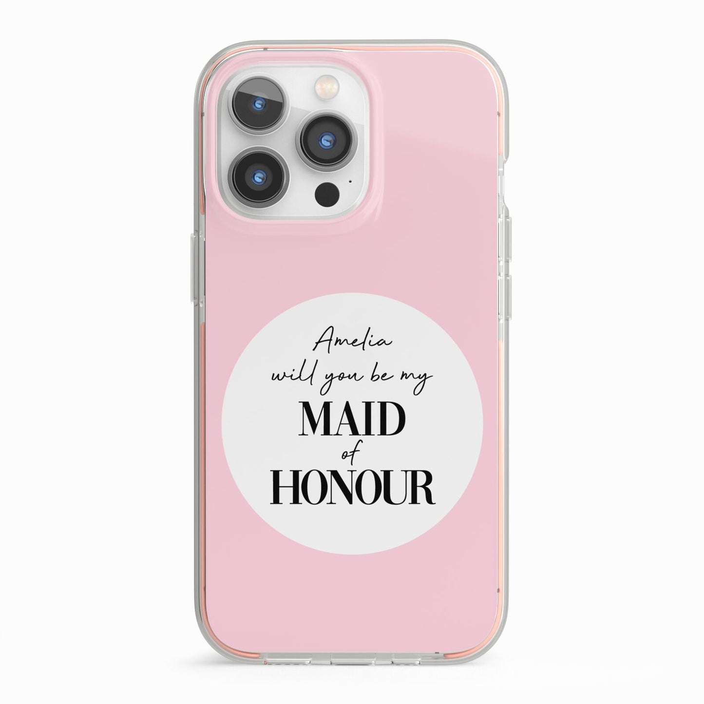 Will You Be My Maid Of Honour iPhone 13 Pro TPU Impact Case with Pink Edges
