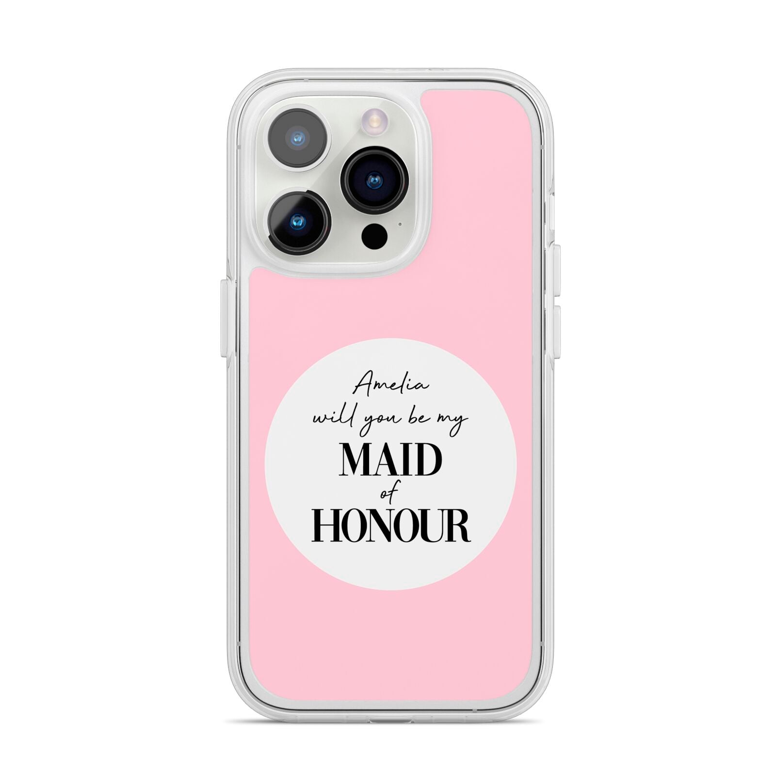 Will You Be My Maid Of Honour iPhone 14 Pro Clear Tough Case Silver