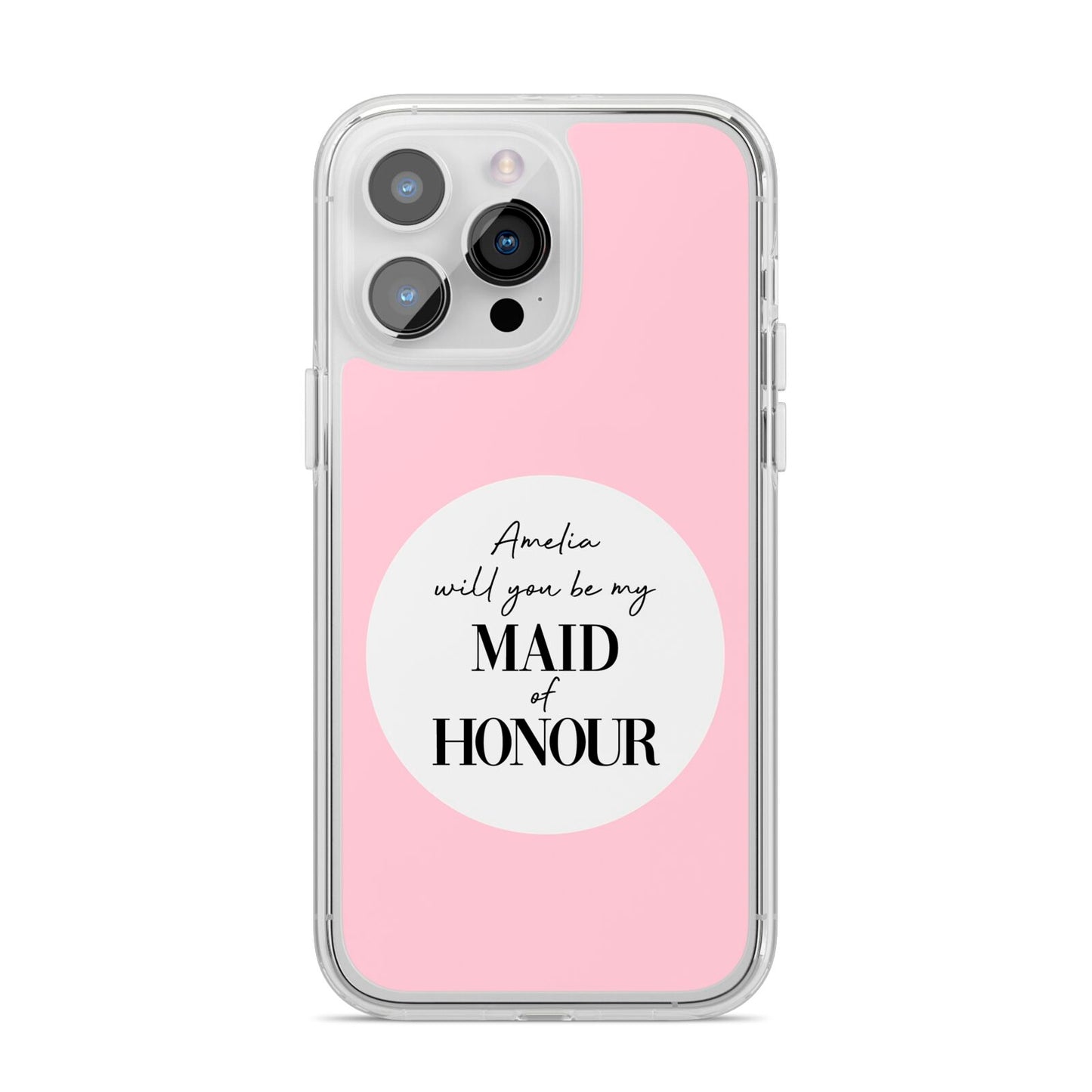 Will You Be My Maid Of Honour iPhone 14 Pro Max Clear Tough Case Silver