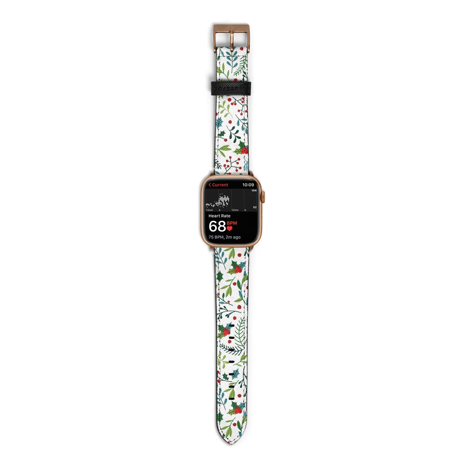 Winter Floral Apple Watch Strap Size 38mm with Gold Hardware
