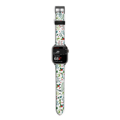 Winter Floral Apple Watch Strap Size 38mm with Space Grey Hardware
