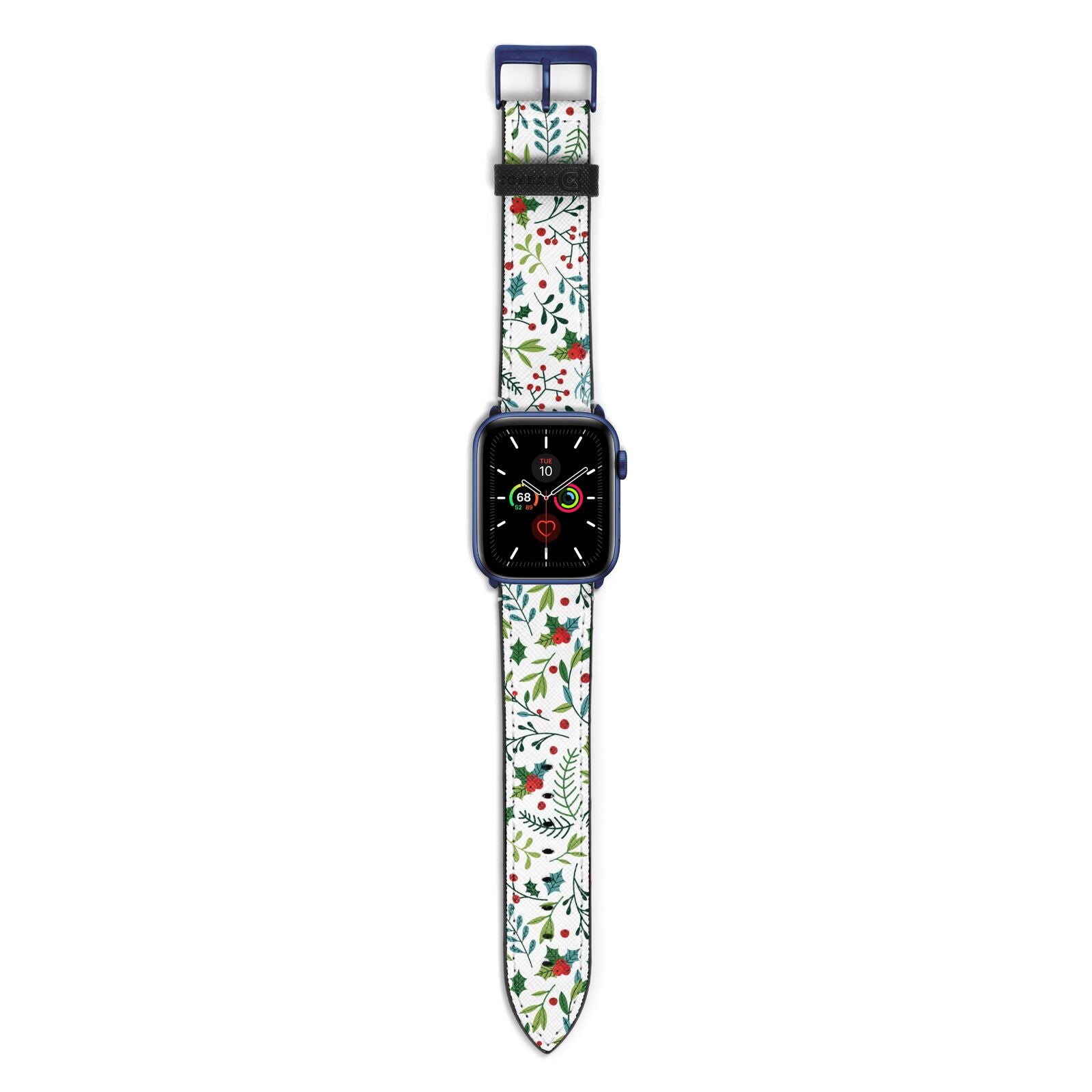 Winter Floral Apple Watch Strap with Blue Hardware