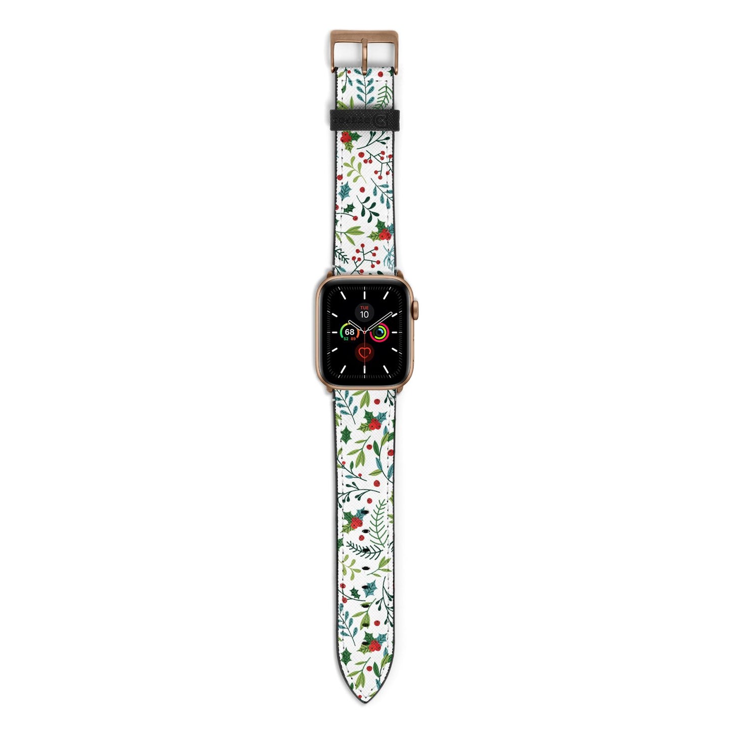 Winter Floral Apple Watch Strap with Gold Hardware