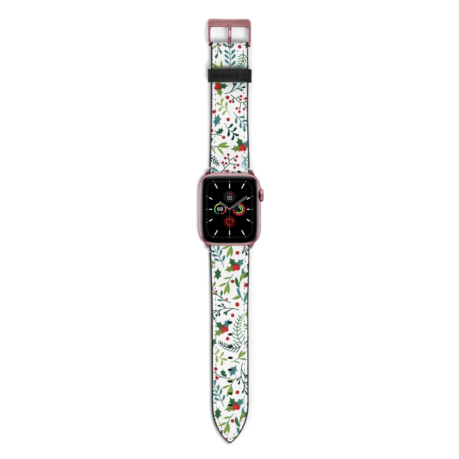 Winter Floral Apple Watch Strap with Rose Gold Hardware