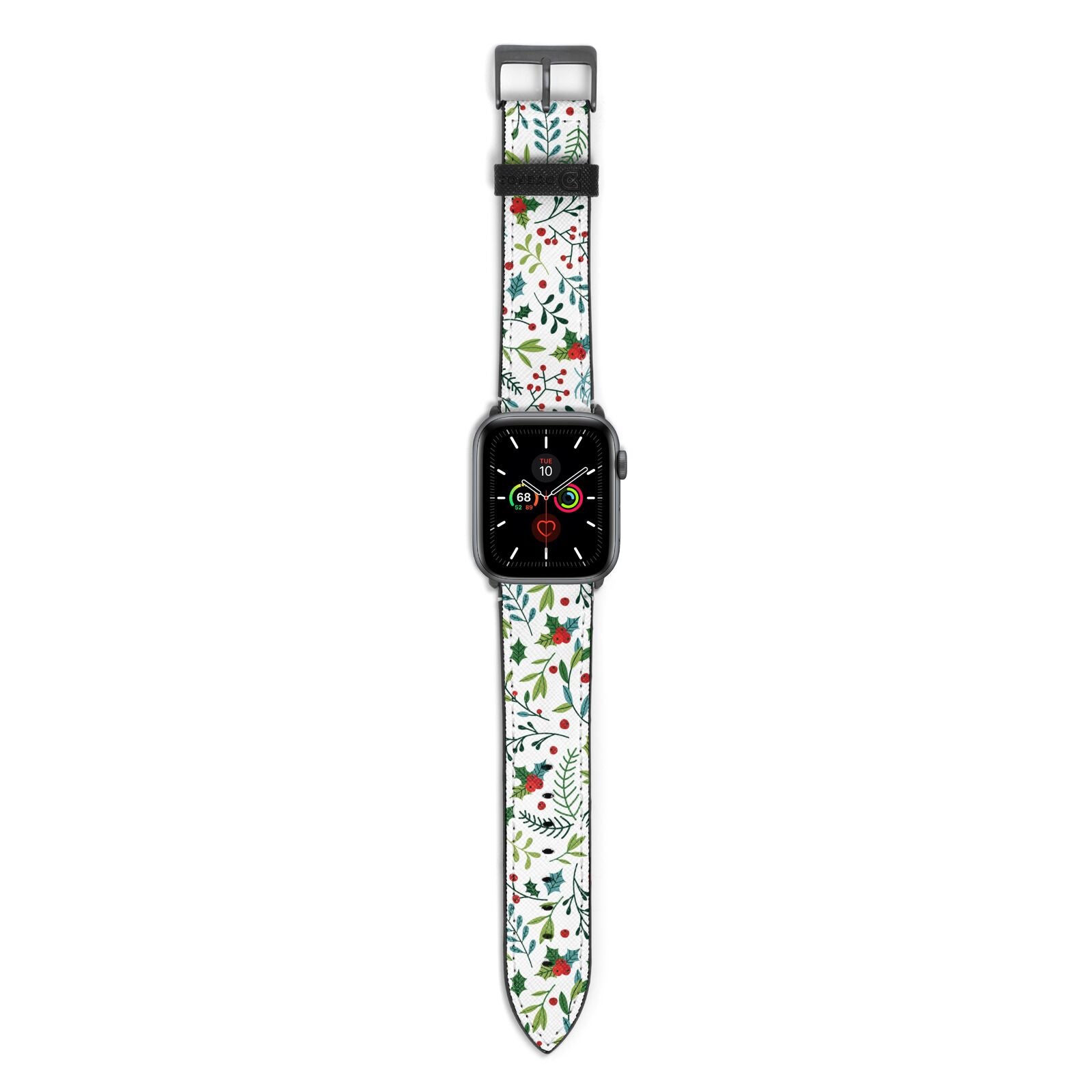 Winter Floral Apple Watch Strap with Space Grey Hardware