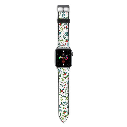 Winter Floral Apple Watch Strap with Space Grey Hardware