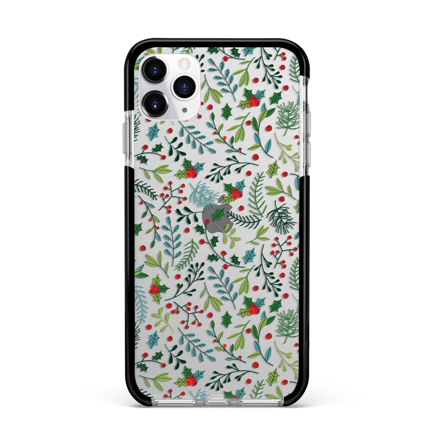 Winter Floral Apple iPhone 11 Pro Max in Silver with Black Impact Case
