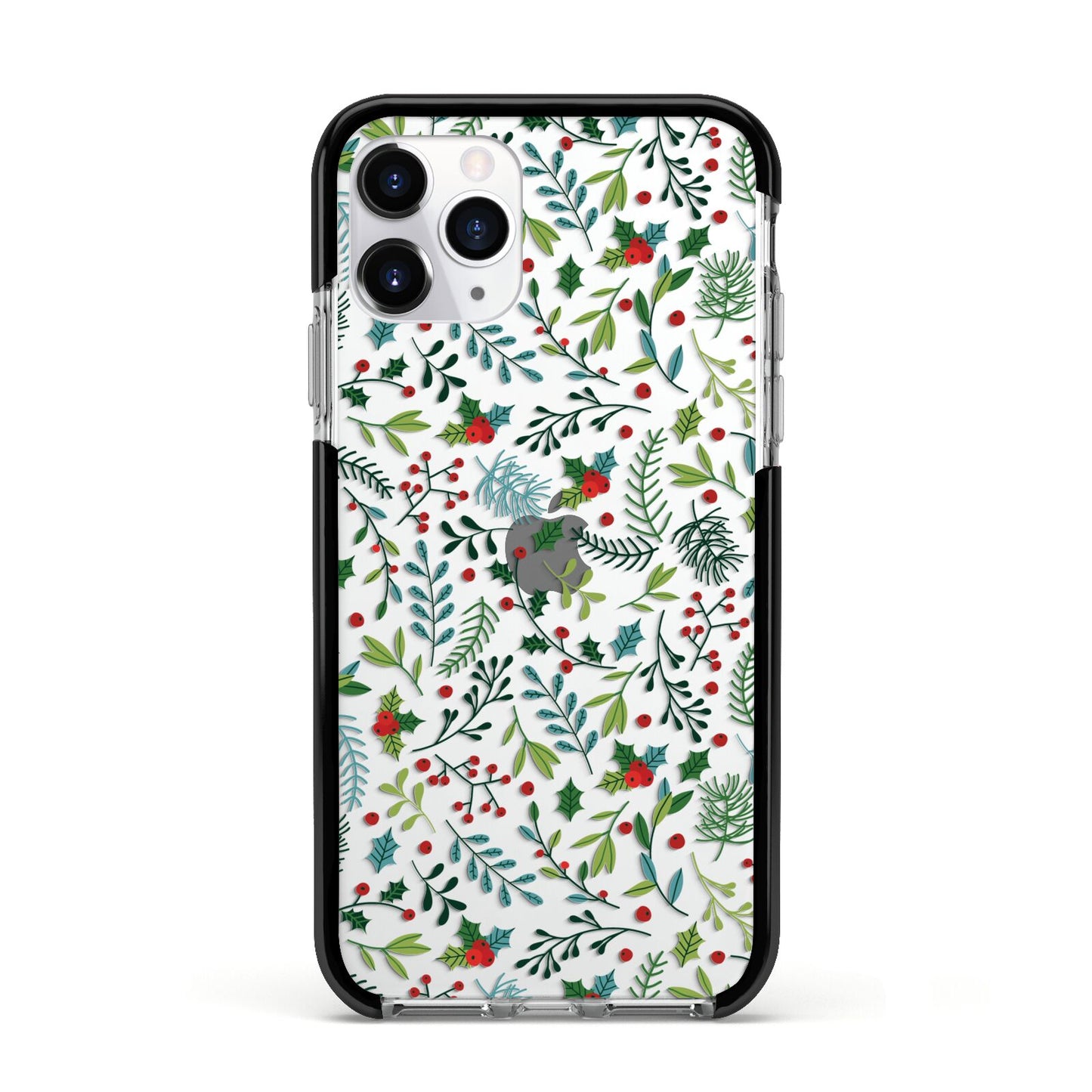 Winter Floral Apple iPhone 11 Pro in Silver with Black Impact Case