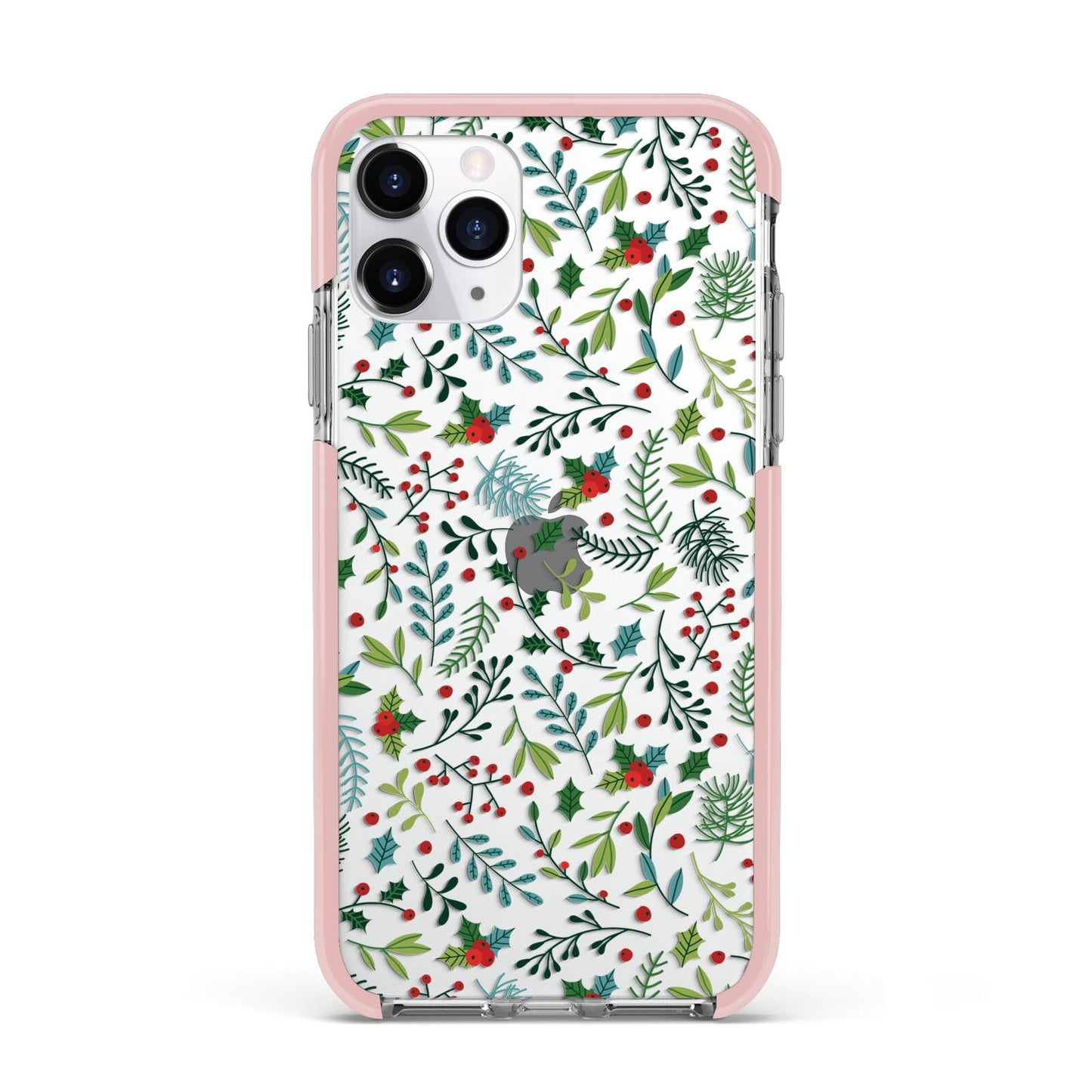 Winter Floral Apple iPhone 11 Pro in Silver with Pink Impact Case