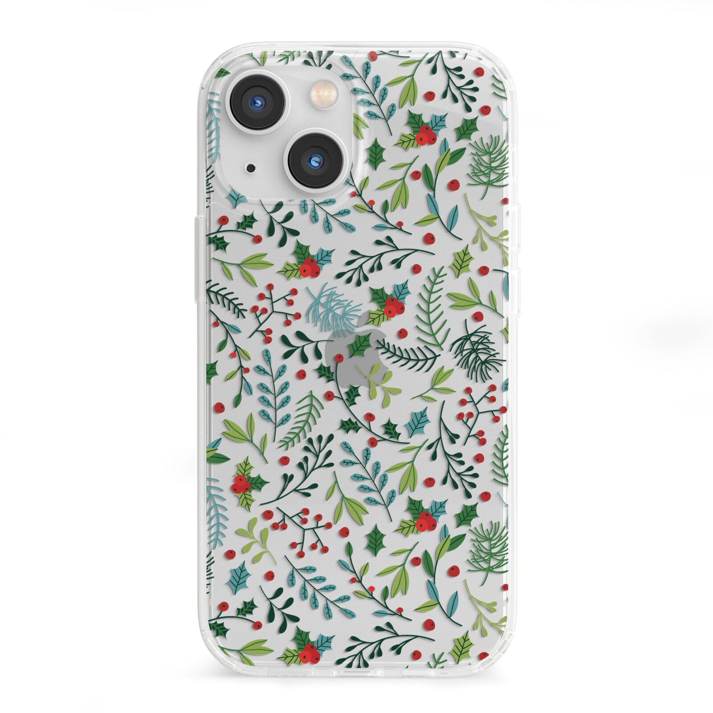 Winter Floral iPhone 13 Mini Clear Bumper Case