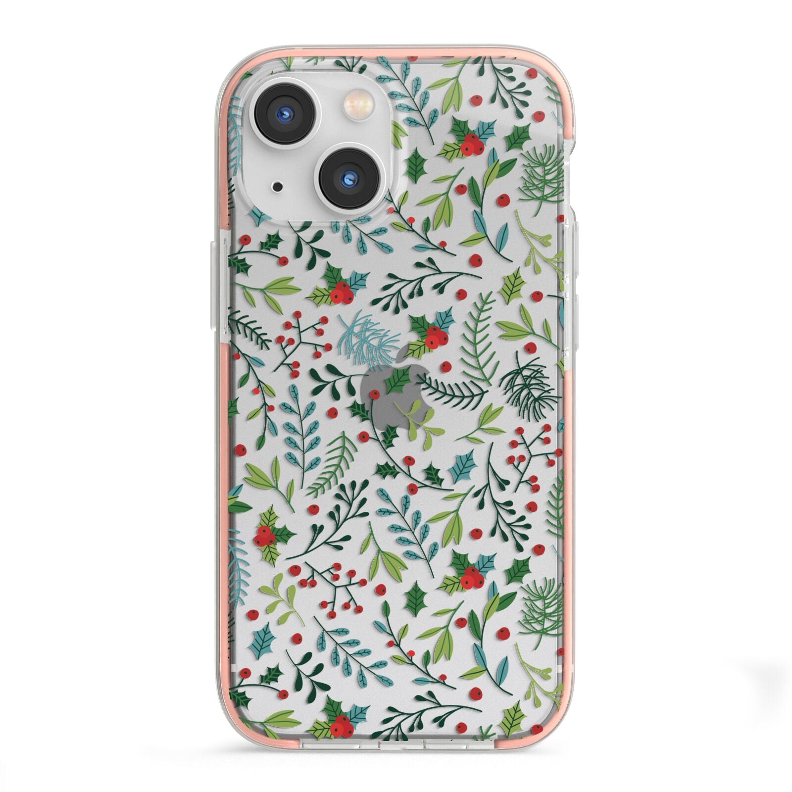 Winter Floral iPhone 13 Mini TPU Impact Case with Pink Edges