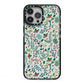Winter Floral iPhone 13 Pro Max Black Impact Case on Silver phone
