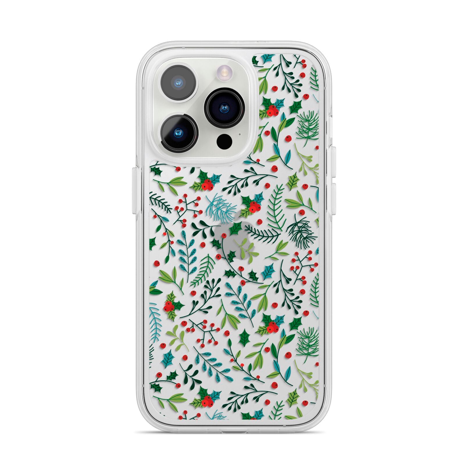Winter Floral iPhone 14 Pro Clear Tough Case Silver